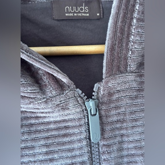 nuuds Full Zip Ribbed hoodie Chocolate Brown Size M - Picture 10 of 10